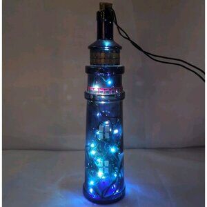 Cobalt Blue Lighthouse Shaped Bottle Light Up Fairy Lights Tested Working Lamp